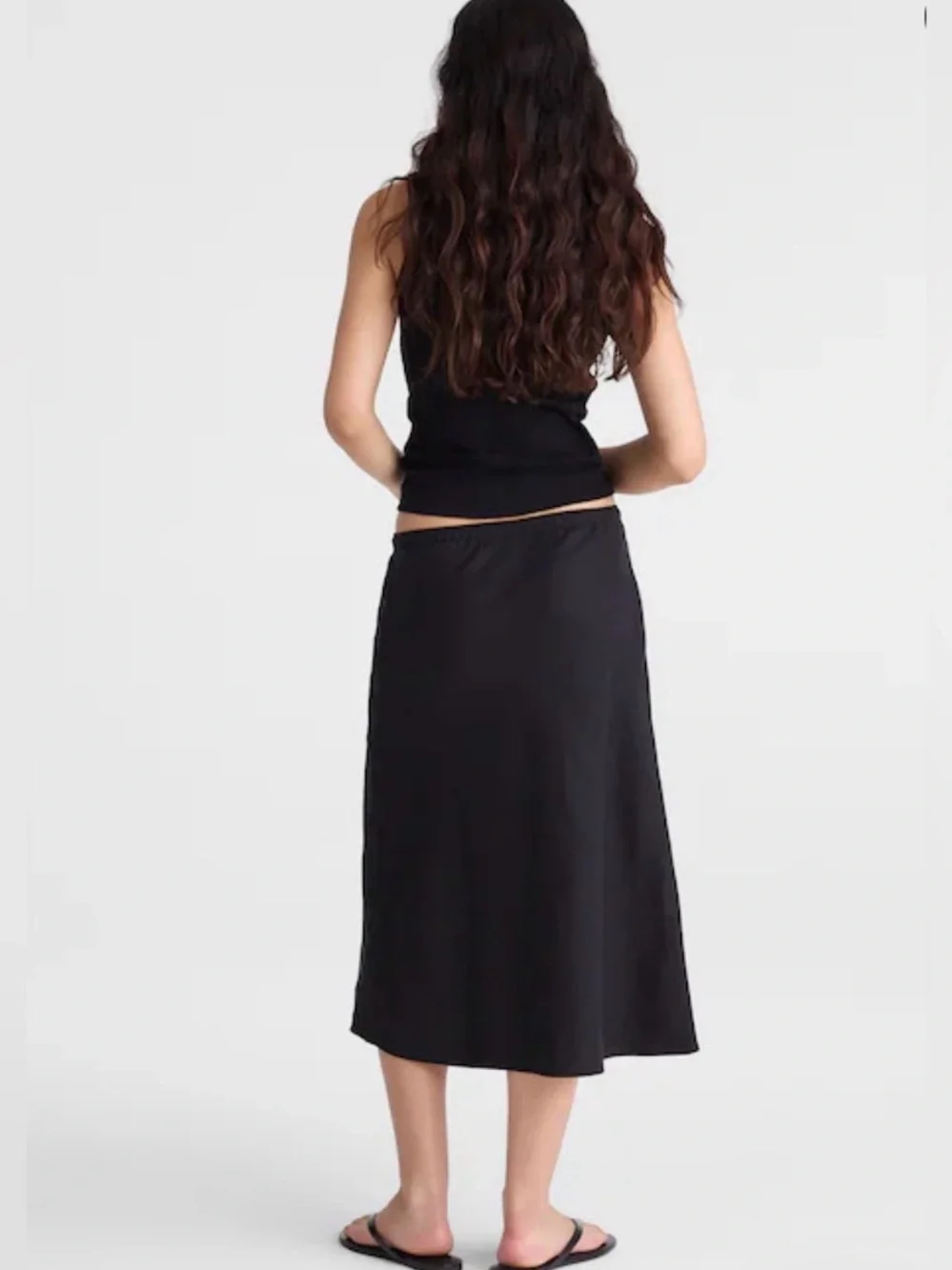 Madewell Drawstring Slip Skirt in 100% linen size medium, black